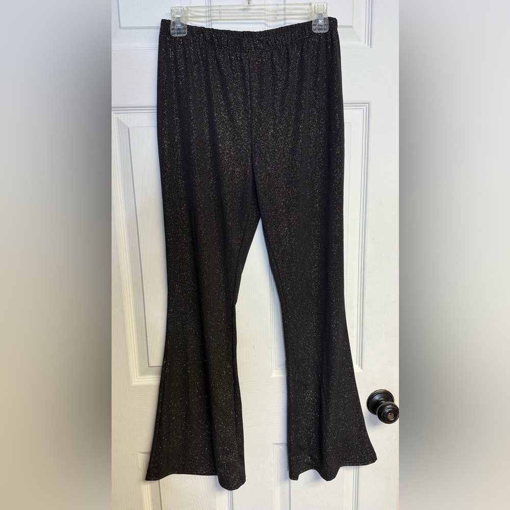 Ana Cabana Black Sparkly Glittery Wide Leg Pull On Pants Size Large